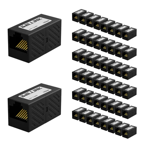 Vista 23 de iwillink Conector Ethernet RJ45, hembra a hembra, paquete de 5, color negro