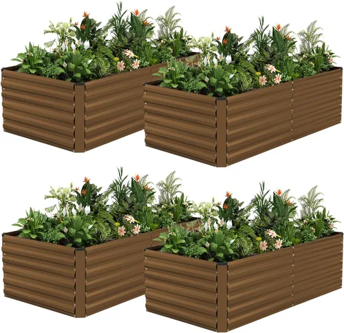 Vista 32 de NAVINE Cama de jardín elevada de 8 x 4 x 2 pies, macetas elevadas de metal grande, macetas para plantas al aire libre para verduras, flores