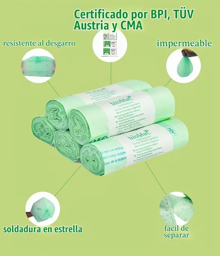 Vista 2 de bioMat Bolsas compostables de desechos de alimentos de 2.6 galones, 125