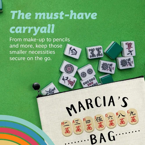 Vista 2 de Pattern Pop - Bolsa Mahjong personalizada - Pequeña bolsa beige claro para piezas de juego de mesa - Bolsa de almacenamiento - Ideal para jugadores