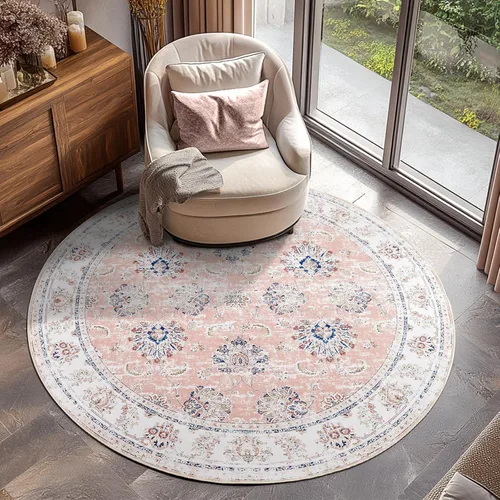 Vista 113 de jinchan Fiora - Alfombra lavable de área pequeña, alfombra de entrada floral de medio círculo de 2 x 3, tapete de media luna de pelo bajo, suave