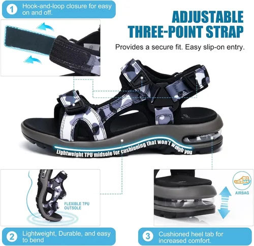 Vista 2 de visionreast Boys Sandals Camouflage Print Kids Fashion Sport Sandals Outdoor Sandal Athletic Casual Sandals Beach Shoes