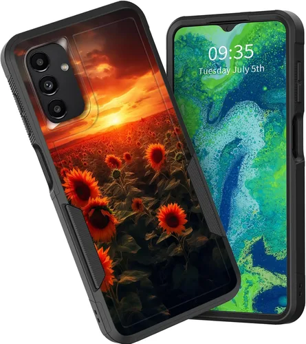 Vista 20 de Funda protectora para Galaxy A13 5G, doble capa híbrida resistente a prueba de golpes, policarbonato duro, silicona suave, TPU, funda protectora