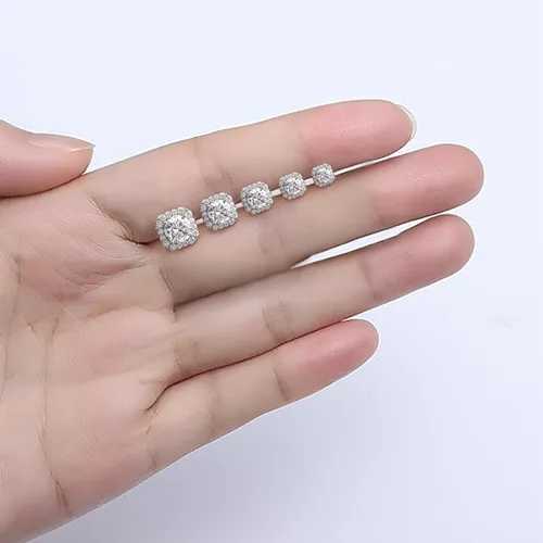 Vista 7 de RINEY&KY Aretes de moissanita Aretes de diamante de laboratorio para mujeres y hombres, aretes de moissanita, aretes de moissanita chapados en oro