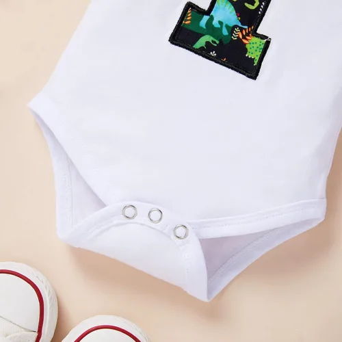 Vista 5 de GRNSHTS Ropa divertida para el primer cumpleaños para bebé niño con pajarita enterizo para pastel