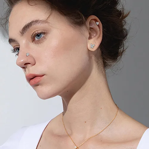 Vista 4 de Florideco 9 anillos de labios de acero inoxidable de 16 G, aretes de labret Monroe, anillo de labio de circonita cúbica, ópalo de nariz, aretes
