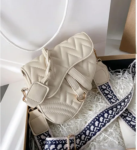 Vista 2 de Bolsos cruzados para mujer, bolsos de moda para mujer, bolso de hombro, Blanco