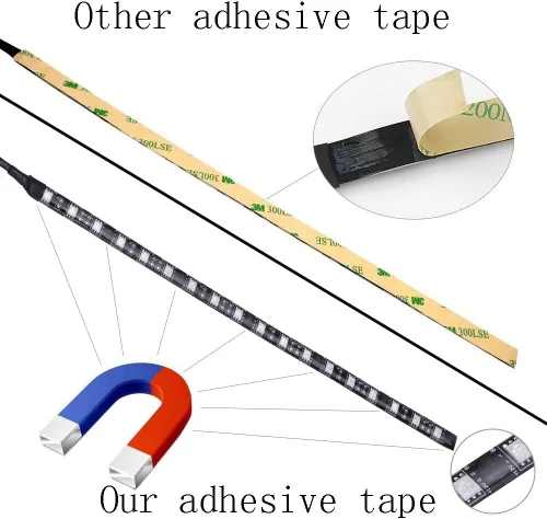 Vista 5 de DS - Tira de luz LED blanca para PC con parte trasera magnética, conector Molex, paquete de 2 tiras LED para kit de iluminación de carcasa de PC