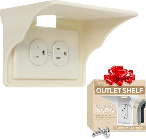 Vista 9 de Power Perch - Estante de doble pared con correa de almacenamiento de cable, despeja y recupera el espacio de la encimera del baño, soporte Alexa