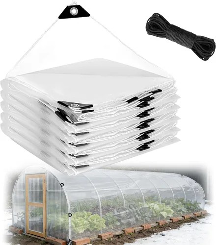 Vista 10 de Lona transparente antidesgarro impermeable de 6 x 8 pies, 5 mil, resistente