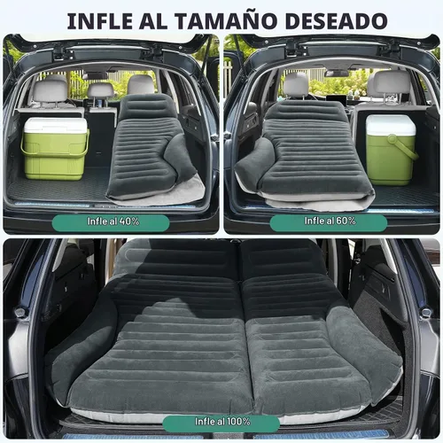 Vista 4 de KMZ Colchón de aire SUV doble cara engrosada flocado cama de coche Verde+gris claro