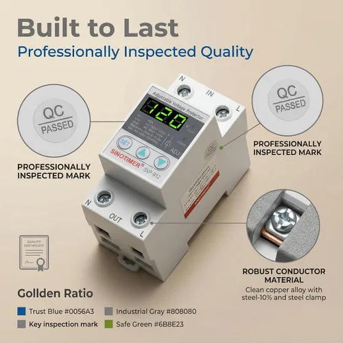 Vista 6 de Interruptor inteligente, protector de corte de bajo voltaje ajustable de 120 V CA, protector de voltaje sobre y debajo del voltaje, estabilizador