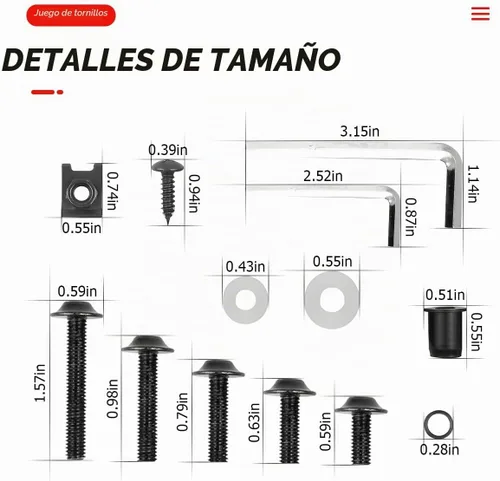 Vista 2 de Kit de pernos de carenado de motocicleta, 177 piezas M5 M6, tornillos para parabrisas de motocicleta, kit de cierres de pernos de carenado de Negro