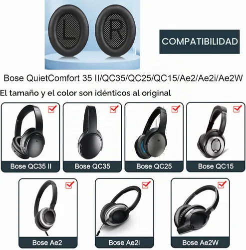 Vista 2 de QC35 - Almohadillas de repuesto para auriculares Bose QuietComfort 35 II y QC35 y más (negro)