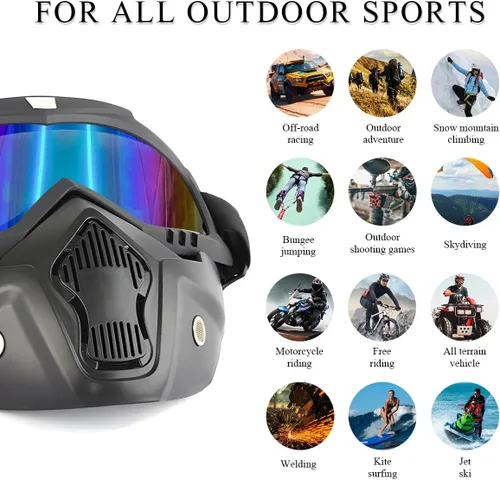 Vista 3 de DXNQ Gafas de motocross a prueba de polvo, gafas para casco de motocicleta, ATV anti-UV, máscara facial para jóvenes, hombres y mujeres (coloridos)