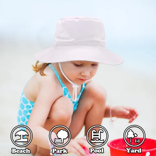 Vista 3 de Sarfel Sombrero de verano para bebé, sombrero de verano para bebé, protección solar UPF 50+, sombrero de cubo para bebé niña ajustable