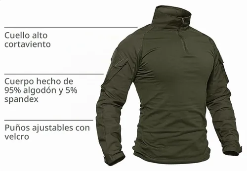 Vista 4 de TACVASEN Camisa táctica de combate de manga larga para hombre con Verde militar