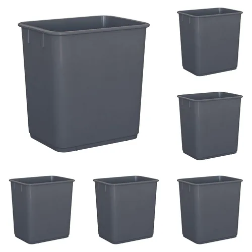 Vista 8 de Cubo de basura rectangular beige de 13 cuartos de galón / 3 galones para dormitorio, oficina, baño, se adapta debajo del escritorio