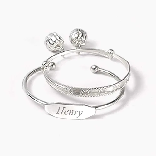 Vista 8 de Personalize Jingle Bells ABC Números Mariposa Pulsera Pequeña Muñeca 6.5 Pulgadas 925 Campanas Ajustables de Plata de Ley 925 Están Chapadas
