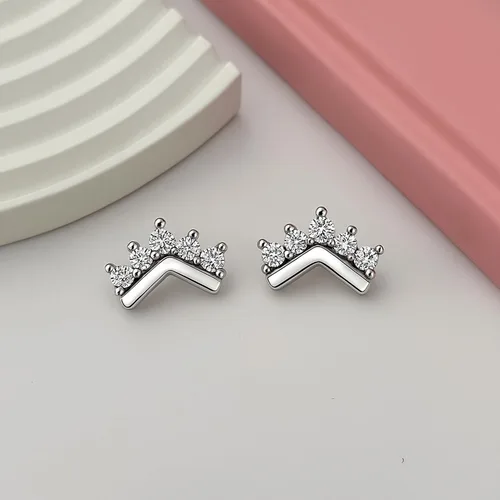 Vista 5 de LeCalla Pendientes pequeños de plata de ley 925 con circonitas ligeras