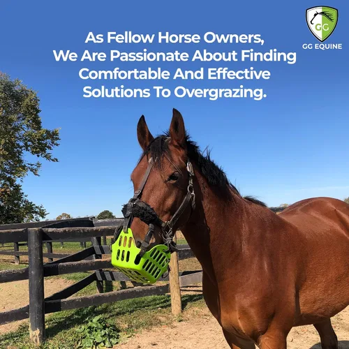 Vista 4 de GG Equine GreenGuard - Bozal de pastoreo para caballo, accesorios para caballos más ligeros y duraderos, cómodo bozal para caballos con flujo