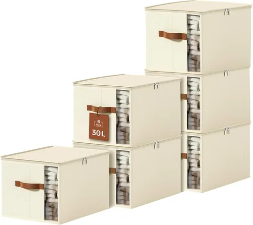 Vista 8 de Contenedores de almacenamiento de ropa con marcos resistentes, caja organizadora de ropa de tela plegable para mudanza, cubo de almacenamiento