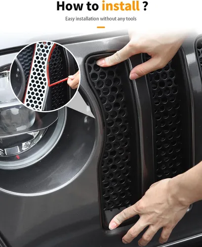 Vista 6 de Hoolcar Insertos de Parrilla de Malla Frontal para Jeep Wrangler JL y Gladiator JT Sport/Sport S/Willys/Rubicon 2018-2020 Accesorios Exteriores