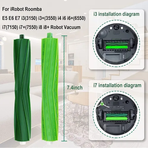 Vista 2 de Juego de 2 cepillos de rodillo de repuesto compatibles con iRobot Roomba E & I & J Series, i7 i7+ i3 i3+ i6+ i8+ j7 j7Plus E5 E6 E7, accesorios
