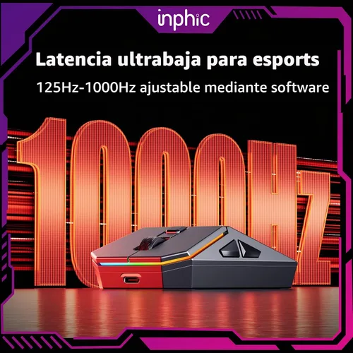 Vista 2 de INPHIC Ratón inalámbrico Cyber Silent, Tri-Mode 12000 DPI ratón