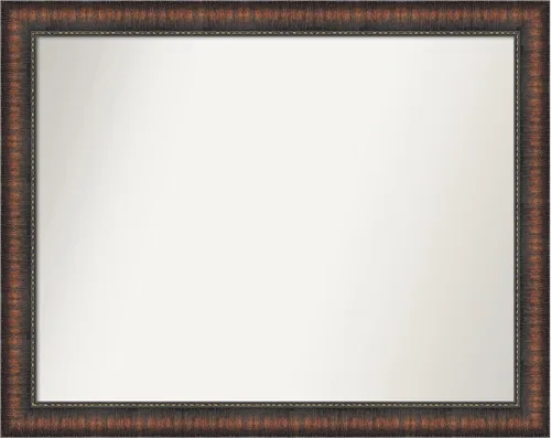 Vista 169 de Amanti Art Espejo de baño marrón para sobre el fregadero, 24 x 24 pulgadas, espejo de tocador cuadrado marrón Caleb, marco de madera rústica