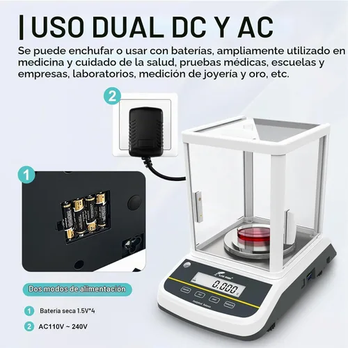 Vista 6 de LAB FISH Balanza analítica de doble pantalla 7.05 oz x 1mg Escala de alta precisión 0.00 oz Precisión Escala de laboratorio Calibración externa