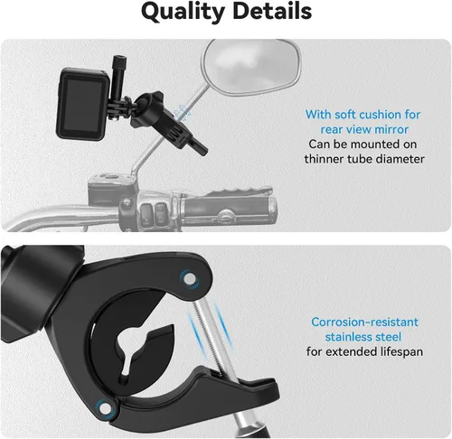 Vista 4 de Adaptom Soporte de bicicleta para motocicleta, soporte de abrazadera para manillar, accesorios de montaje para GoPro Insta360 DJI Action Phones