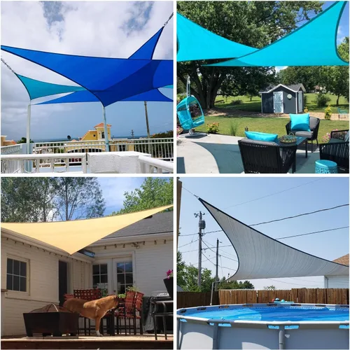 Vista 2 de Patio Paradise Vela de Sombra Triangular de 2' x 2' x 2' Toldo Parasol Tela de Sombra Bloqueo de Luz Solar Cubierta de Pérgola Patio HDPE Toldo