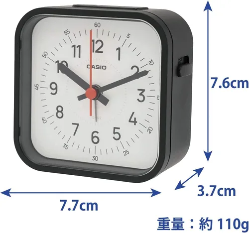 Vista 3 de Casio TQ-169-1JF - Reloj despertador, negro, analógico, pequeño, mini luz, luz de repetición