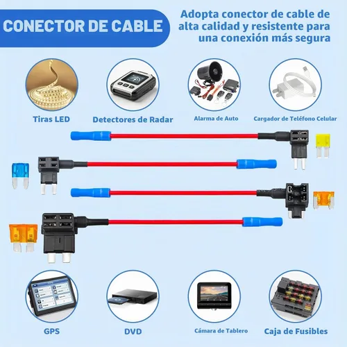 Vista 7 de Paquete de 16 fusibles de 4 tipos, soporte de fusible de 12 V para añadir