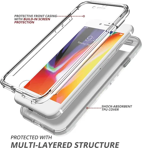 Vista 2 de SURITCH Funda para iPhone 8/iPhone 7/iPhone Se 2022, [protector de pantalla integrado] protección completa de policarbonato duro + cubierta a prueba
