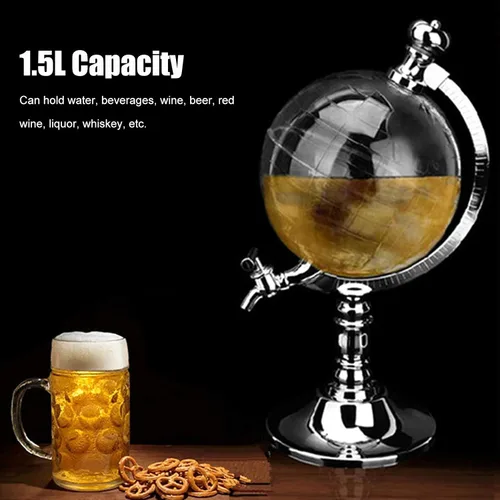 Vista 3 de Tyenaza Decantador de whisky, 1.5L Globe World - Decantador de vino, dispensador de licor, cerveza, bebida, vertedero, contenedor de almacenamiento
