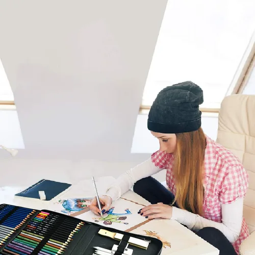 Vista 6 de H & B Juego de 72 piezas de suministros de dibujo y boceto, kit de arte incluye lápices de dibujo y de colores para adultos, artistas y niños.
