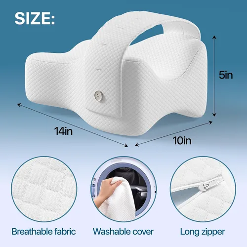 Vista 5 de Almohada de rodilla para dormir de lado, almohada grande y cómoda de espuma viscoelástica para dormir de lado, correa ajustable, almohada