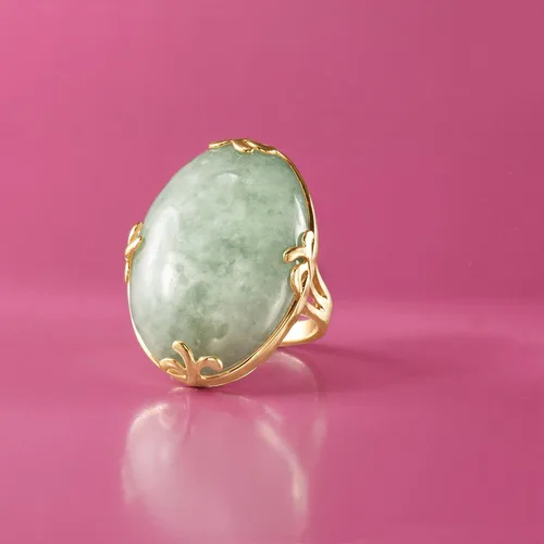 Vista 4 de Ross-Simons Jade Ring in 18kt Gold Over Sterling