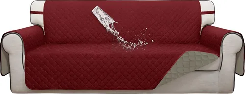 Vista 32 de ISSUNTEX Fundas de sofá de dos plazas con doble protección 100% impermeables para sala de estar, fundas para sofá de 2 cojines, protector de muebles