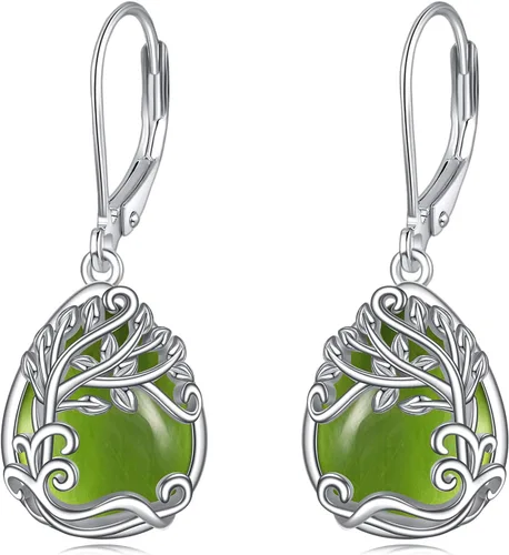Vista 114 de Aretes colgantes con forma de lágrima de filigrana de piedra lunar de plata de ley 925 con cierre de palanca para mujer, regalos de joyería