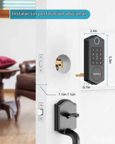 Vista 8 de Cerradura de puerta de entrada sin llave, cerrojos inteligentes de huellas dactilares con teclado de pantalla táctil para puerta delantera, cerrojo