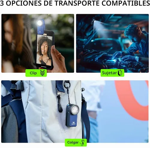 Vista 7 de Wurkkos HD03 EDC linterna recargable clip en luz 90 alto CRI Azul