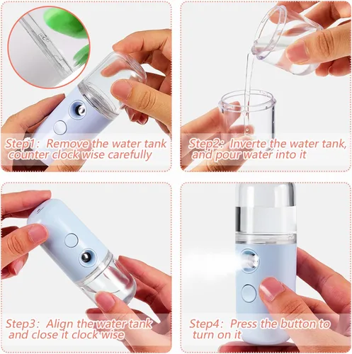 Vista 6 de Mudder 4 unidades de nano facial Mister práctico pulverizador de nano niebla de 1.06 onzas líquidas, tanque de agua visual portátil, vaporizador