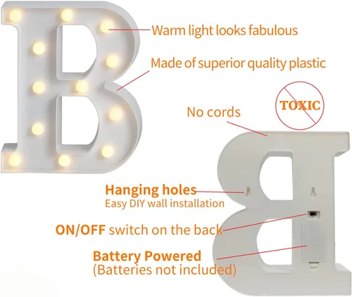 Vista 9 de Luces LED de marquesina, letrero de barra iluminado, lámpara de letras para bar, bar, funciona con pilas, para boda, fiesta de cumpleaños, lámpara