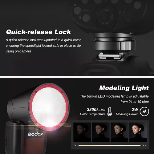 Vista 6 de Godox V1 C U Flash para cámara Canon Godox V1C V1-C TTL Flash con 2 unidades VB26 batería