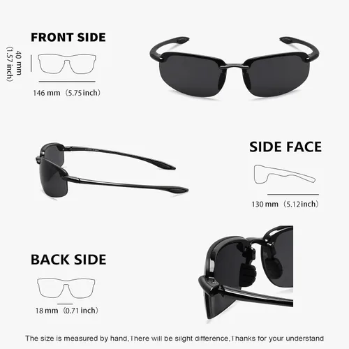 Vista 4 de WISTON Lentes de sol polarizados deportivos para hombres y mujeres, marco sin montura Tr90 para correr, pescar, béisbol, conducir, W8001