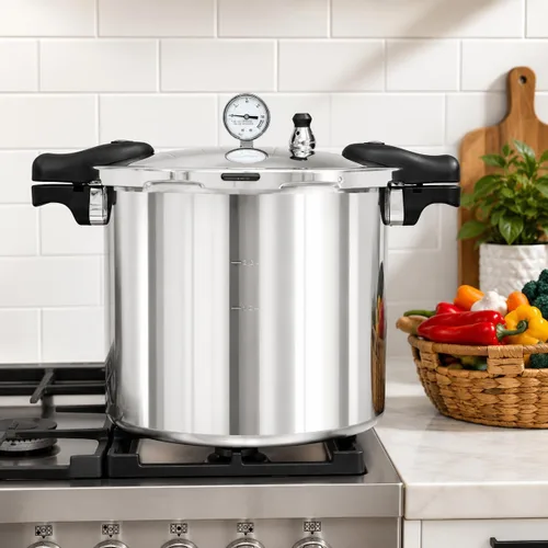 Vista 3 de Barton Válvula de liberación de olla a presión de aluminio, olla de conserva, estufa con manómetro y sistema de bloqueo de olla de cocción rápida