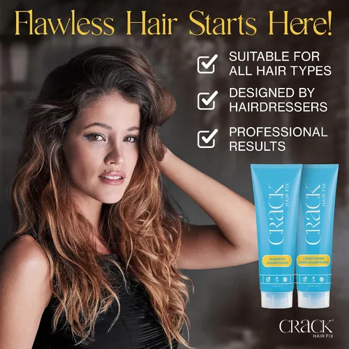 Vista 6 de CRACK HAIR FIX - Set de champú y acondicionador para tratamiento limpio y soaper (10 oz)